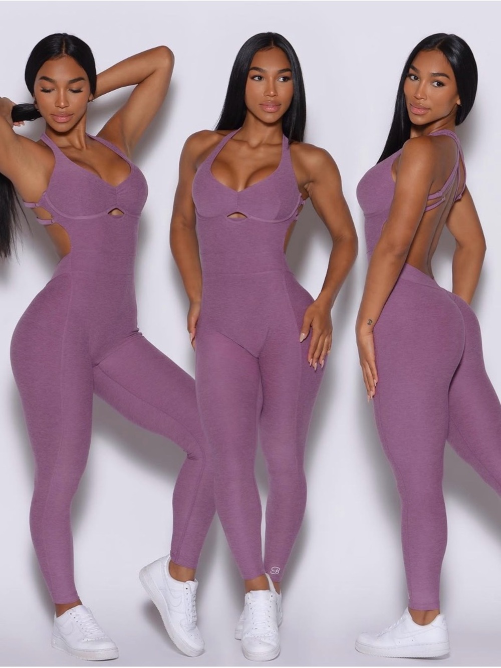Bombshell Sportswear Bodysuit Sculpted Lavender Purple Small Built In Bra
